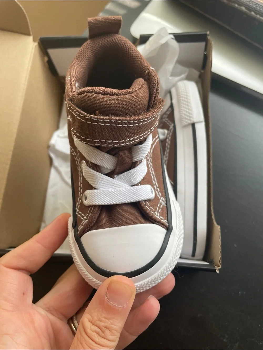 Converse Kids Brown High Top Sneakers with White Trim